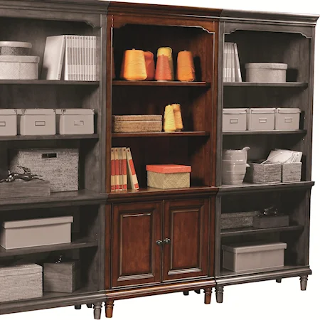 Door Bookcase with 2 Doors and 3 Adjustable Shelves